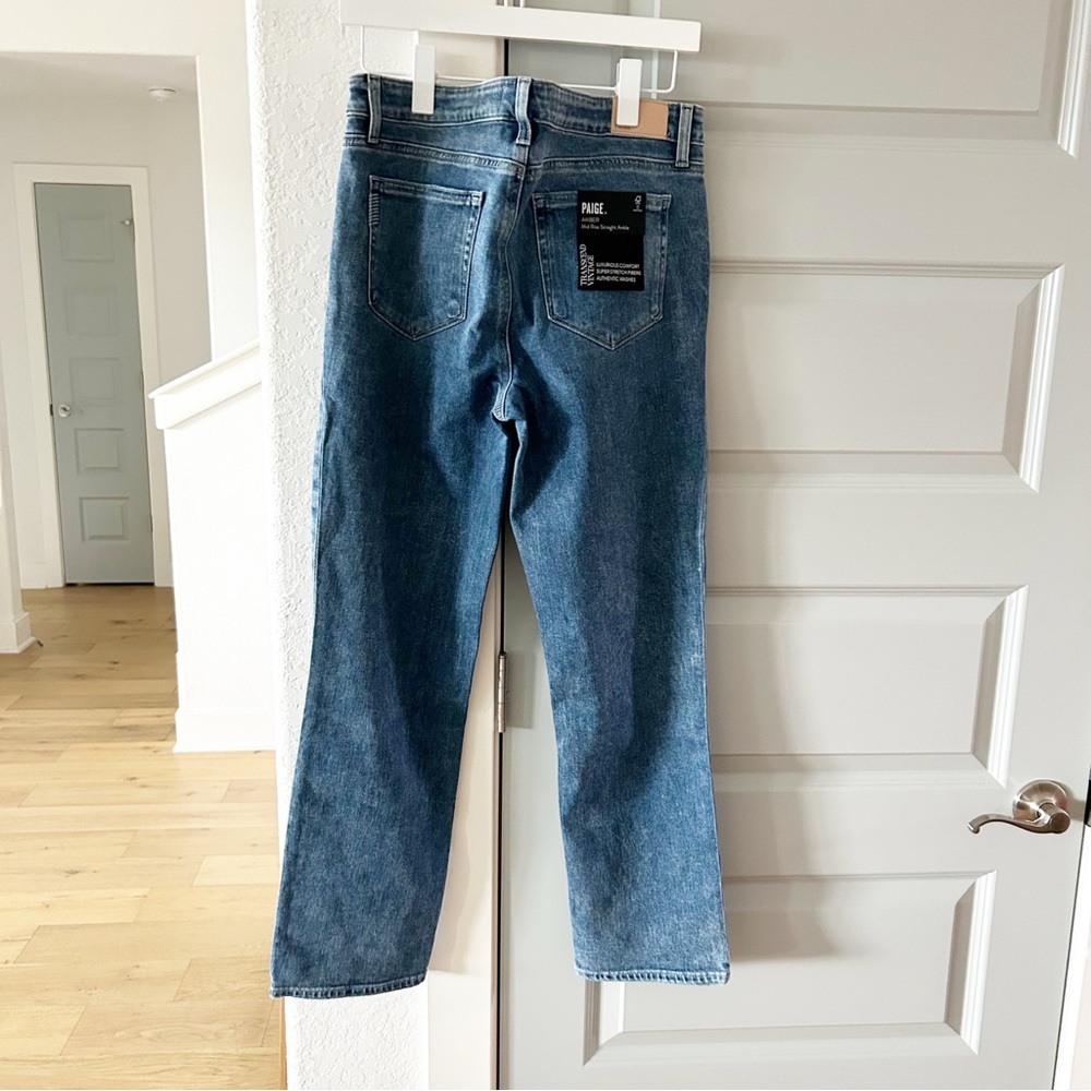 NWT Paige Amber Mid Rise Straight Ankle Jeans Tapestry - Picture 4 of 6